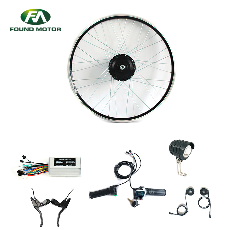 26'' 48V 500W BLDC Geared Motor Kit Electric Bike Bicycle Converison Kit with Optional Front Light