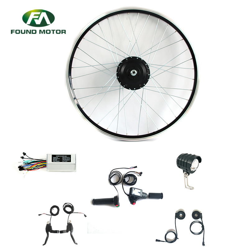 22'' 48V 500W Electric Bike BLDC Geared Motor Conversion Kit Electric Bicycle kit with Optional Front Light