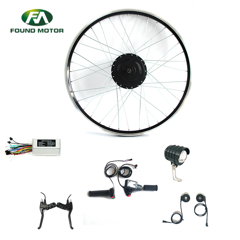 E Bicycle Conversion Kit 48V 500W BLDC Geared Motor Electric Bike Kit with Optional Front Light