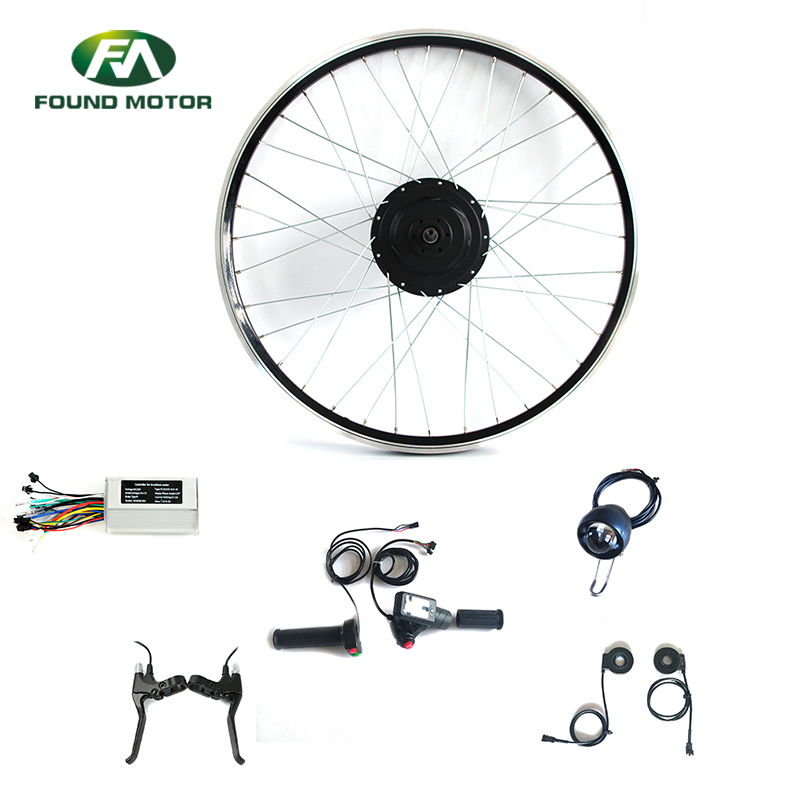 E Bicycle Conversion Kit 22'' 48V 500W BLDC Geared Motor Electric Bike Kit with Optional Brake Lever